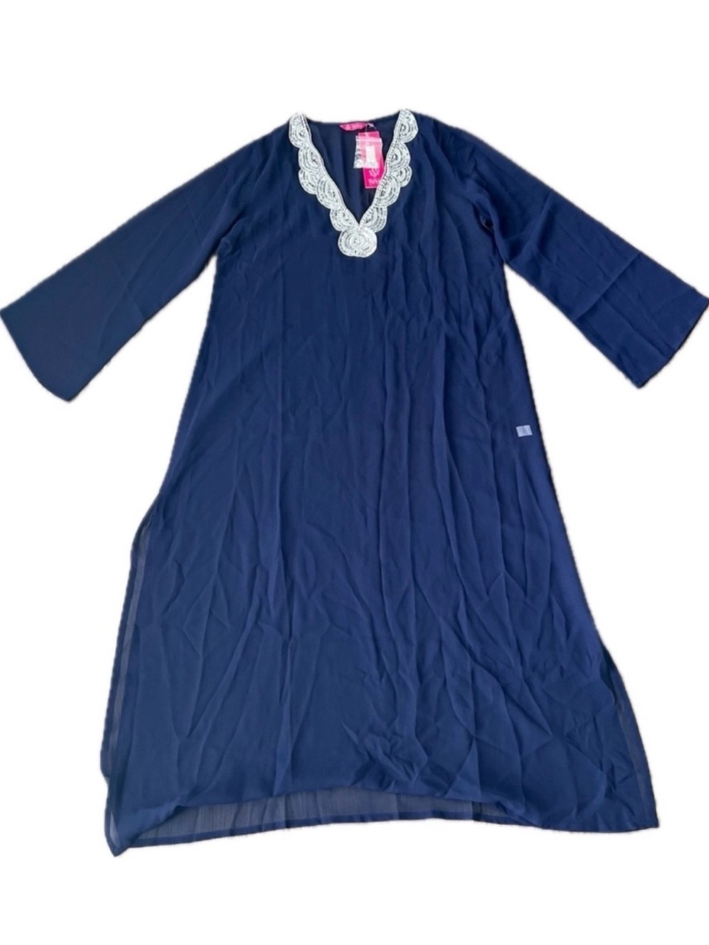 SULU Collection NWT Blue and Silver Long Beaded Elegant Classy Swimsuit Coverup